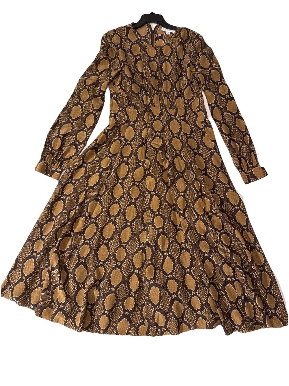 Michael Kors Collection Python Print Silk Dress Size 6 Long Sleeve Midi Italian